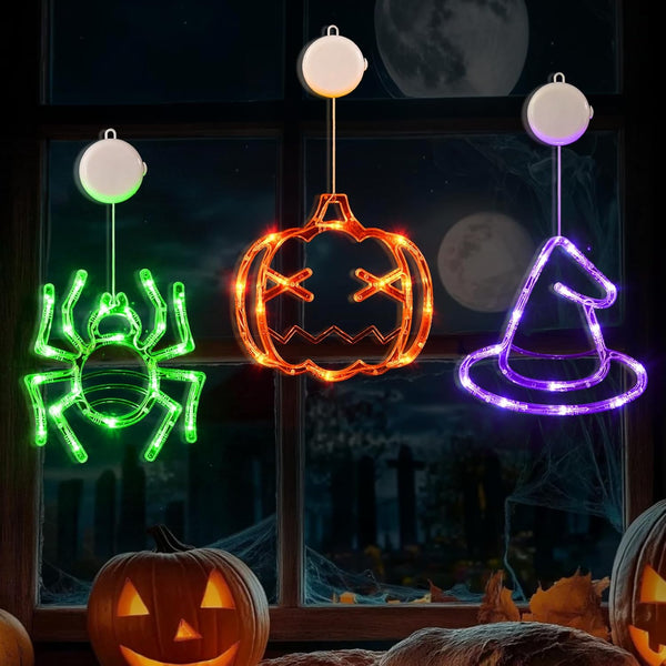 Halloween Decorations 3 Pack Window Lights with Suction Cup Battery Operated Timer Function