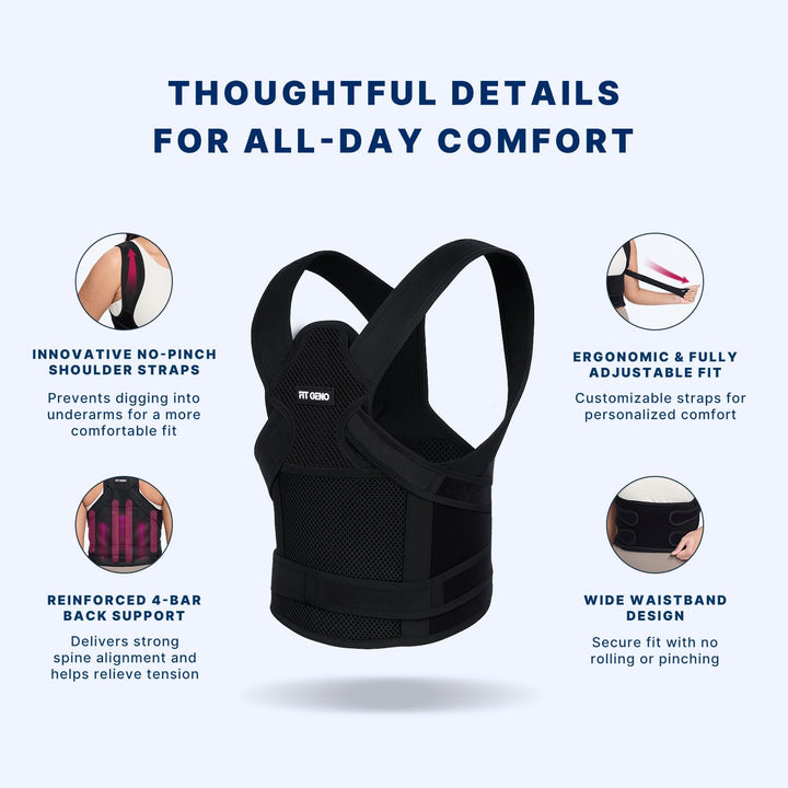 Fit Geno Back Brace Posture Corrector , Shoulder Straightener, Adjusta ...