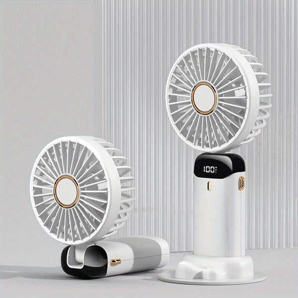Mini Portable Handheld USB Rechargeable With 5 Speeds 90° Foldable Battery Operated Mini Fan With LED Display